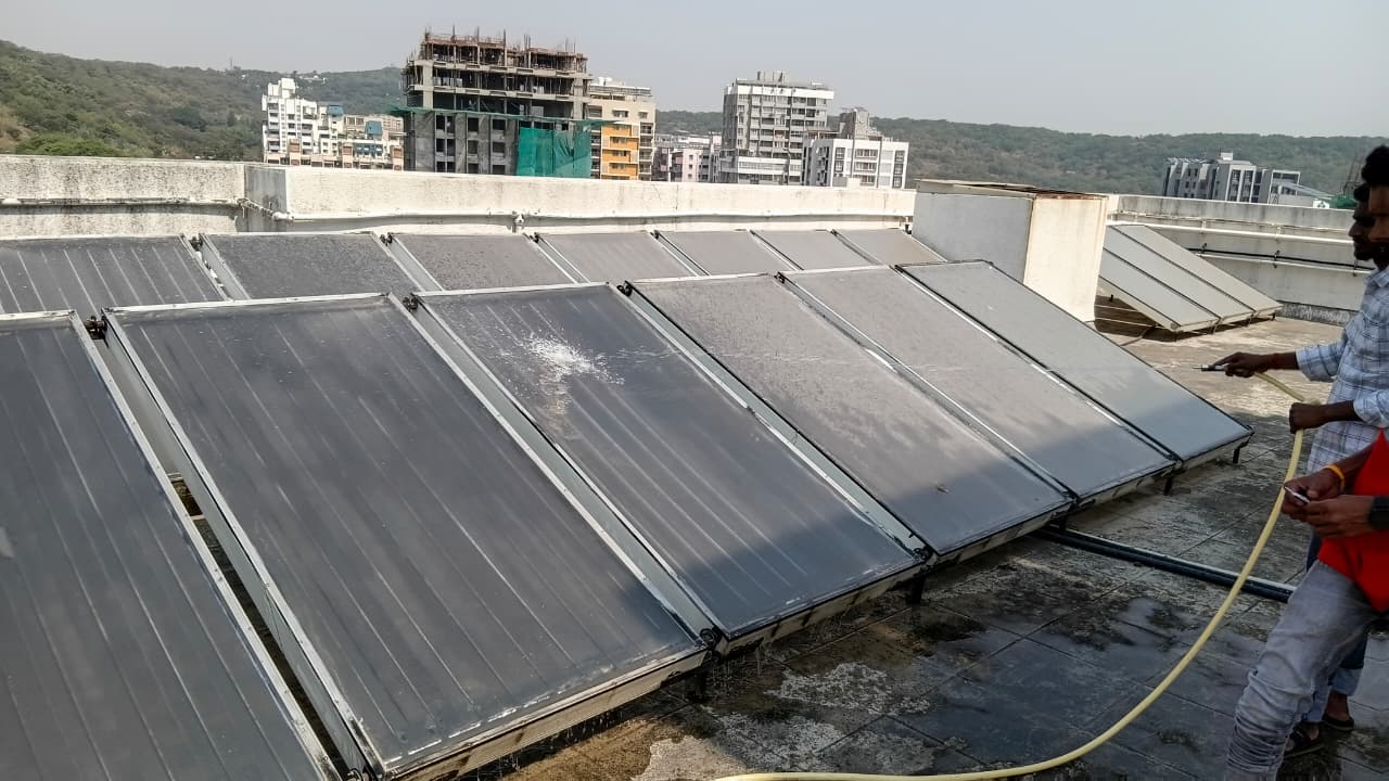 Finished solar water heating collector array