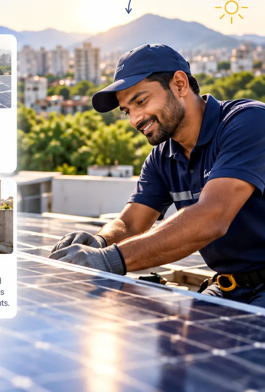 Solar technician at work